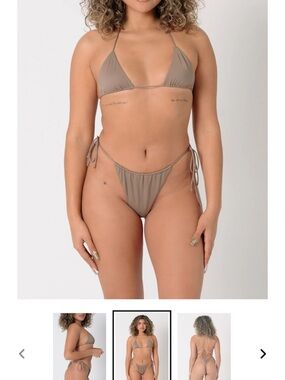 Bare Swimwear String Bikini Top & Bottom Set - BLACK